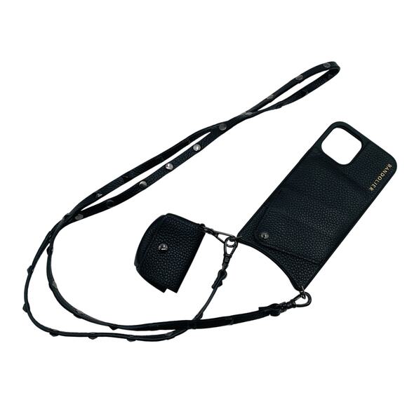 Bandolier sarah black leather studded strap phone case crossbody - Picture 1 of 5